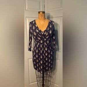 Boden Size 8 Petite Blue Patterned Dress